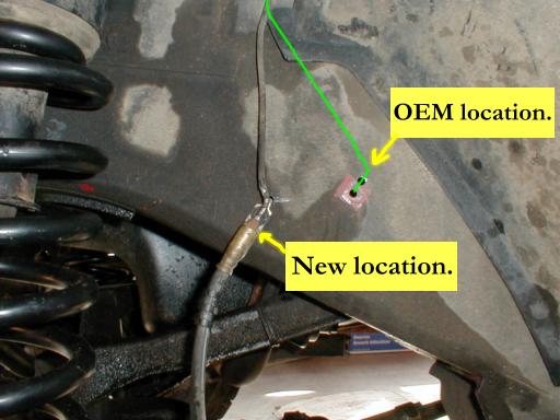 Relocated brake line for front. Do both sides this way.